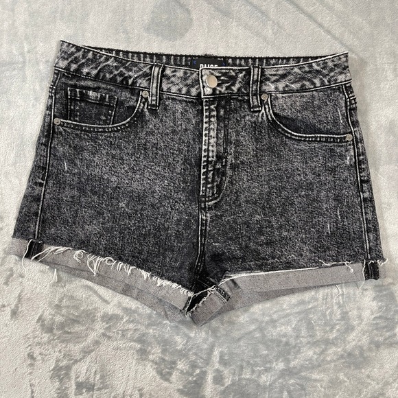 PAIGE Pants - Paige Jean Shorts 29 Sarah Short Black Acid Wash High‎ Rise Raw Hem Denim